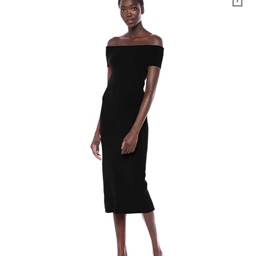 Black Off the shoulder Midi Dress